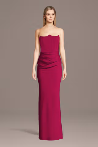View Galina Signature Matte Satin Inverted Neckline Sheath Dress in all available color and sizes Picture of Matte Satin Inverted Neckline Sheath Dress