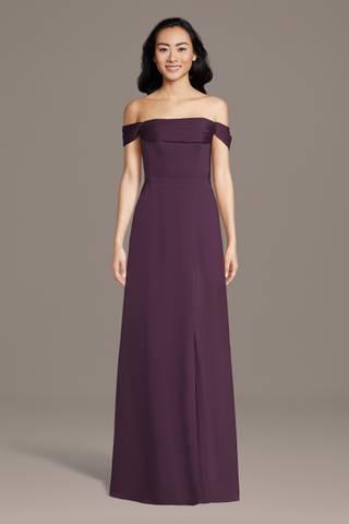 Picture of Matte Satin Off-the-Shoulder Cowl Neck Sheath