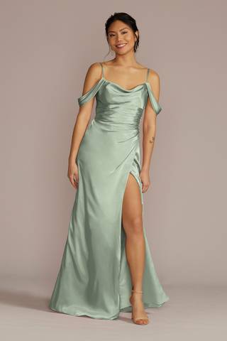 Picture of Charmeuse Cowl Dress with Swag Sleeves
