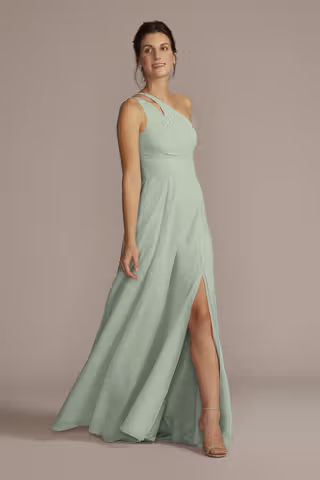 View Celebrate DB Studio Chiffon One-Shoulder Cutout Dress in all available color and sizes Picture of Chiffon One-Shoulder Cutout Dress