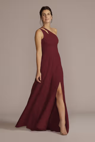 View Celebrate DB Studio Chiffon One-Shoulder Cutout Dress in all available color and sizes Picture of Chiffon One-Shoulder Cutout Dress