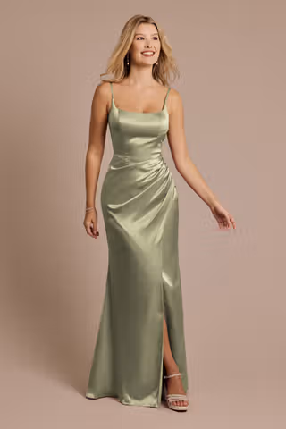 View Galina Signature Charmeuse Square Neck Corset Sheath Dress in all available color and sizes Picture of Charmeuse Square Neck Corset Sheath Dress
