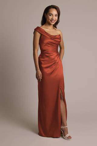 Picture of One-Shoulder Charmeuse Sheath Dress