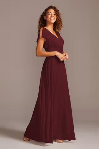 View Celebrate DB Studio Bridesmaid Dress with Flutter Sleeve Full Skirt in all available color and sizes Picture of Bridesmaid Dress with Flutter Sleeve Full Skirt