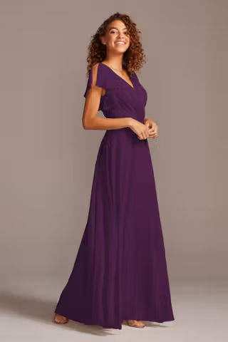 View Celebrate DB Studio Bridesmaid Dress with Flutter Sleeve Full Skirt in all available color and sizes Picture of Bridesmaid Dress with Flutter Sleeve Full Skirt