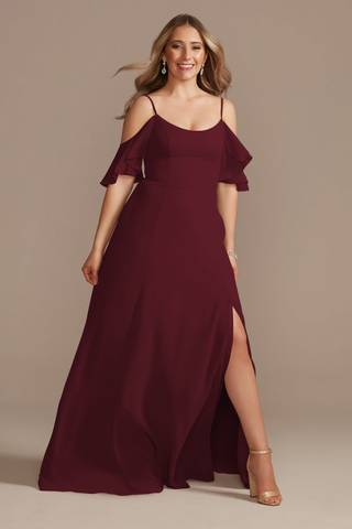 Picture of Cold-Shoulder Long Chiffon Dress