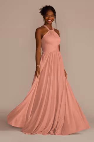 View Celebrate DB Studio High-Neck Mesh Dress with Full Skirt in all available color and sizes Picture of High-Neck Mesh Dress with Full Skirt