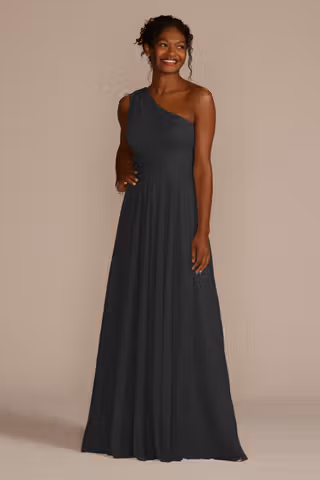 View Celebrate DB Studio Mesh One-Shoulder Dress with Full Skirt in all available color and sizes Picture of Mesh One-Shoulder Dress with Full Skirt