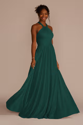 View Celebrate DB Studio High-Neck Mesh Dress with Full Skirt in all available color and sizes Picture of High-Neck Mesh Dress with Full Skirt