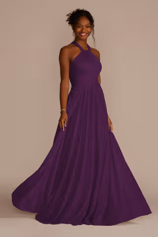 View Celebrate DB Studio High-Neck Mesh Dress with Full Skirt in all available color and sizes Picture of High-Neck Mesh Dress with Full Skirt