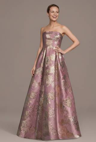 Picture of Strapless Brocade Straight Neck A-Line Dress