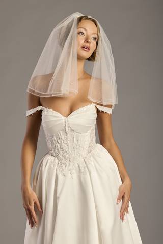 Picture of Two-Tier Pearl Edged Shoulder-Length Veil