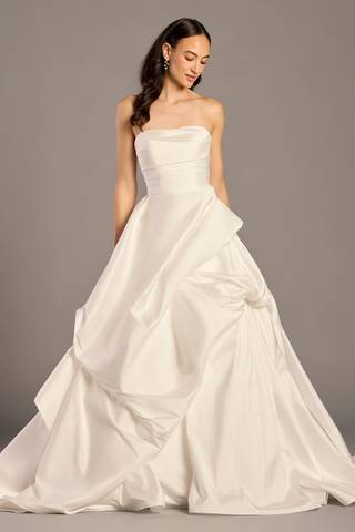 Picture of Satin Strapless Ball Gown with Draped Pickup Skirt