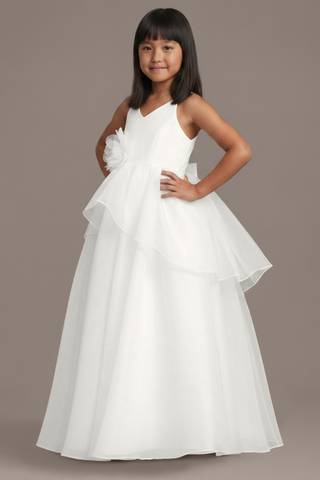 Picture of Organza Peplum Flower Girl Dress with 3D Florals