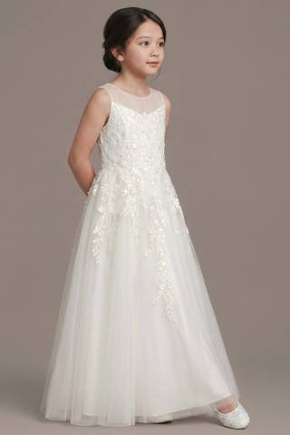 Picture of Tulle Illusion Lace Applique Flower Girl Dress