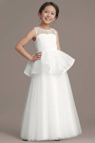 Picture of Allover Lace Peplum Ball Gown Flower Girl Dress