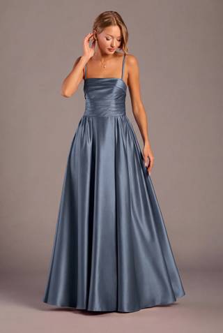 Picture of Satin Pleated Bodice A-Line Dress