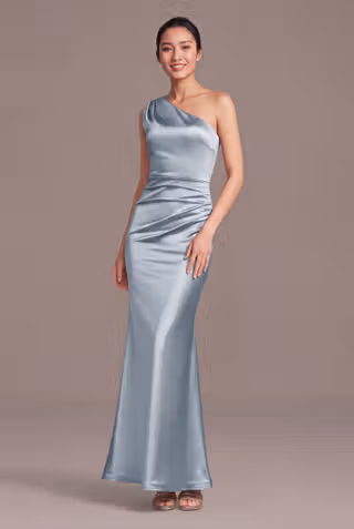 View Galina Signature Sculpting Satin One-Shoulder Dress with Back Tie in all available color and sizes Picture of Sculpting Satin One-Shoulder Dress with Back Tie