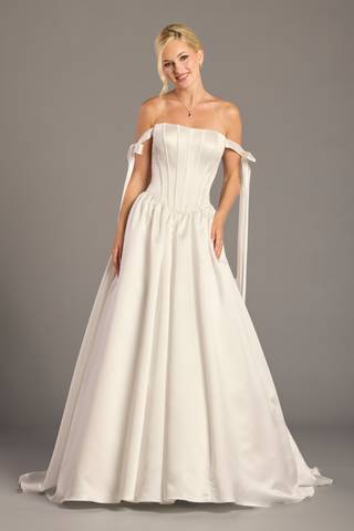 Picture of Satin Off-the-Shoulder Ball Gown Wedding Dress