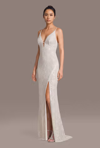 View DB Studio Sequin Lace Sheath Dress with Spaghetti Straps in all available color and sizes Picture of Sequin Lace Sheath Dress with Spaghetti Straps