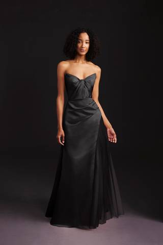 Picture of Satin and Tulle Dress with Sculpted Neckline