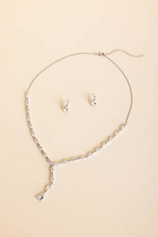 Picture of Cubic Zirconia Y Neck and Drop Earring Set