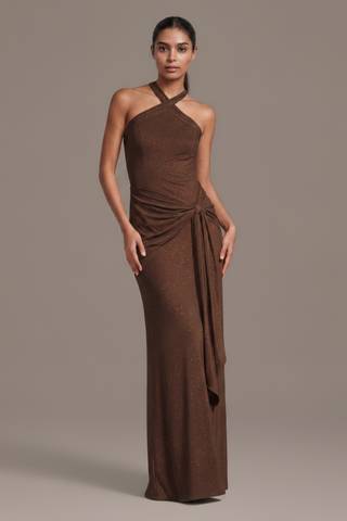 Picture of Glitter Knit Halter Sheath Dress