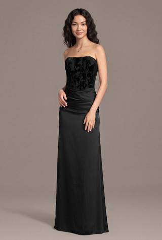 Picture of Velvet and Matte Satin Strapless Sheath Dress