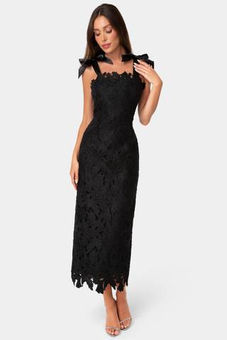Picture of Lace Sheath Dress with Bow Strap Detail