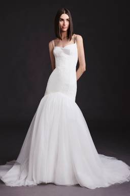 Picture of Crepe Trumpet Gown with Tulle and Organza Skirt